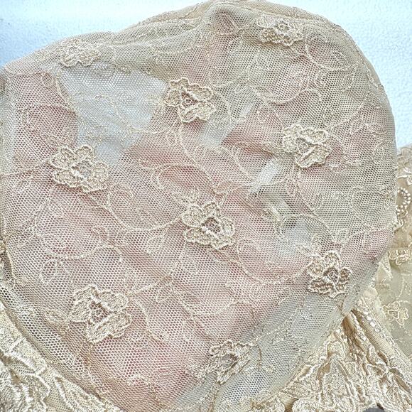 WACOAL 40DDD Nude Renaissance Rose Underwire Bra Lace Plus Size 40F Buff 85720 - Picture 10 of 13